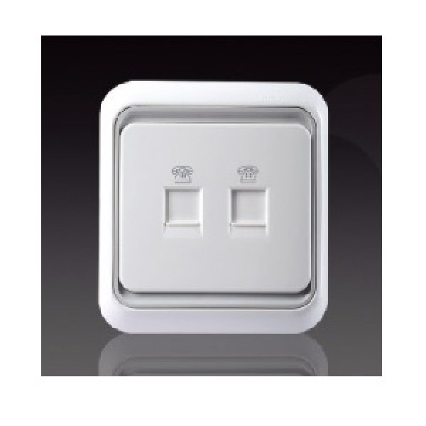 Bộ hai ổ cắm điện thoại chuẩn RJ11 Simon 60488-50